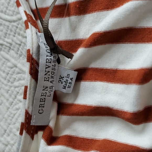 Set of 2 Green Envelope Rayon Striped Tops - Picture 9 of 14